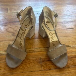 Sam Edelman Torrence Nude Suede Block Heels